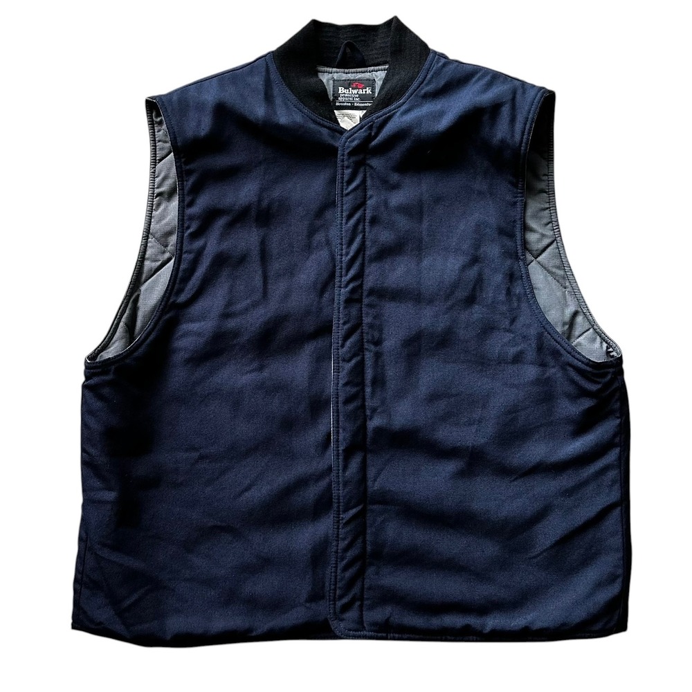 Bulwark FR Nomex Quilted Workwear Vest Navy Blue XXL Made in Canada Vintage
